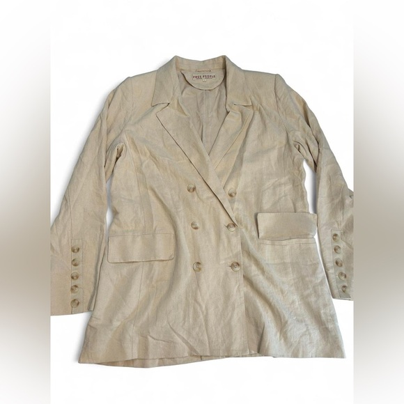Free People Olivia Blazer Jacket in Sand/Cream Size L - Picture 8 of 9